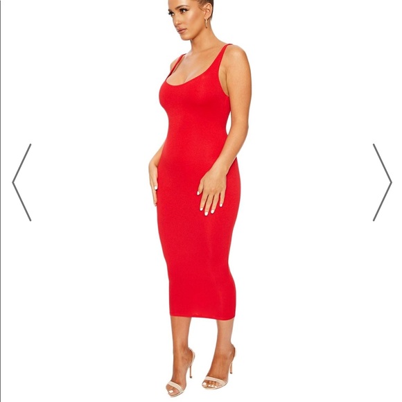 New Naked Wardrobe red nw tank midi stretchy dress - Picture 7 of 8
